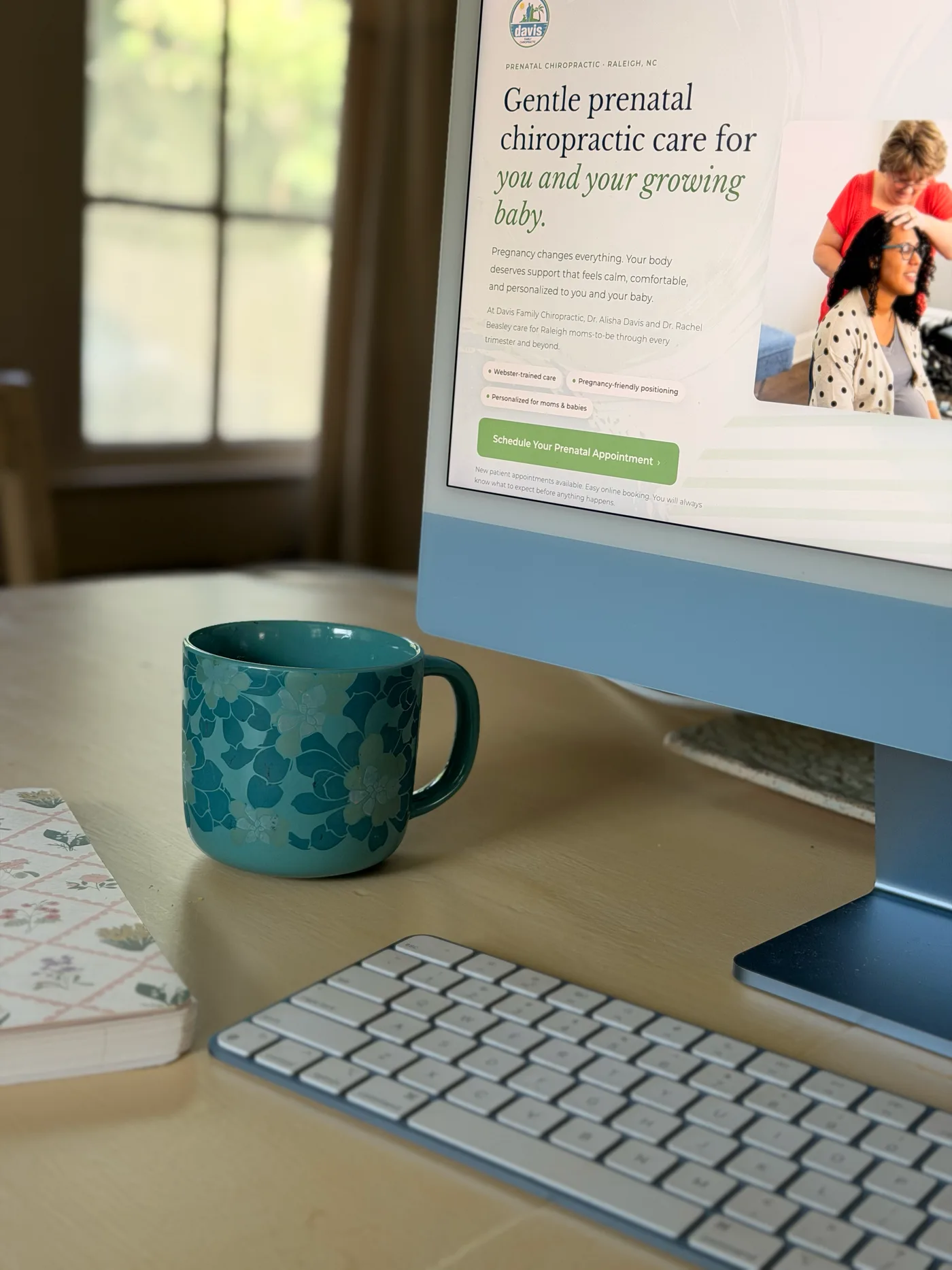A custom website on a desktop computer