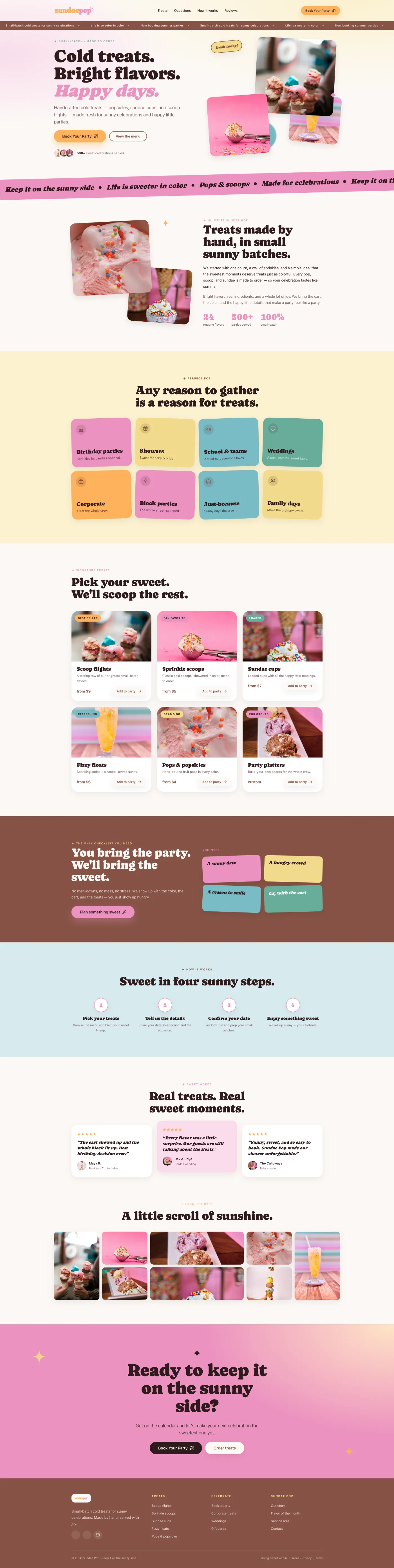 Sundae Pop website designed by Nicole Allen Studio
